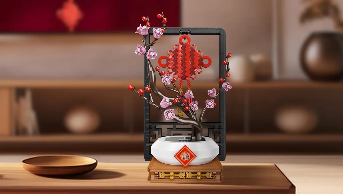 لگو مولدکینگ 10014 گلدان شکوفه آلو گره چینی plum Chinese knot