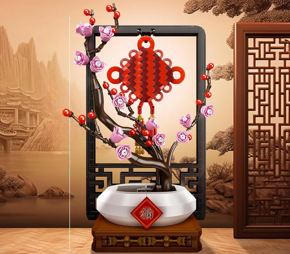 لگو مولدکینگ 10014 گلدان شکوفه آلو گره چینی plum Chinese knot