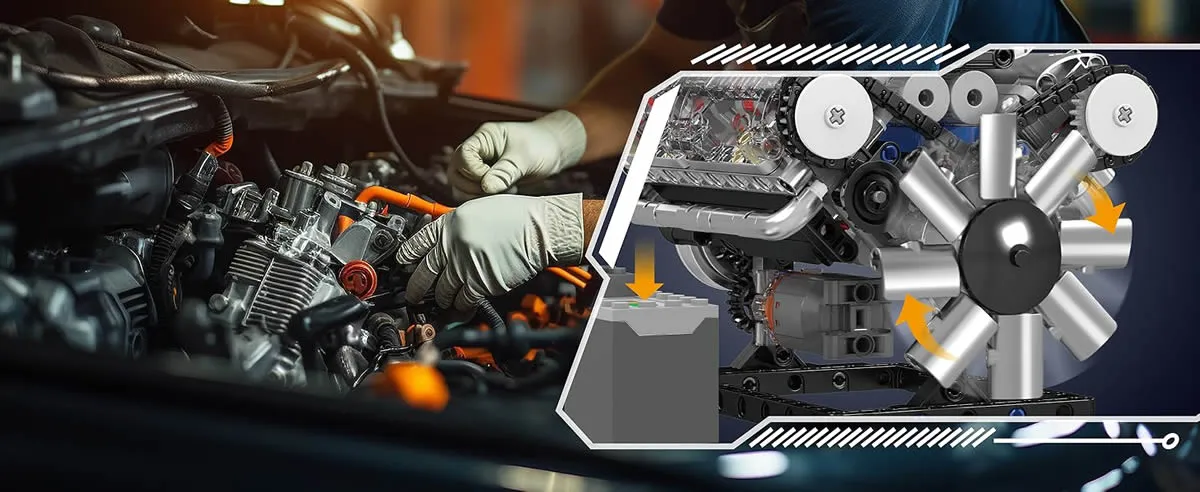 لگو مولد کینگ 10088 موتور 8 سیلندر V8 Engine 