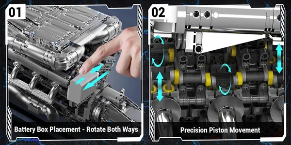 لگو مولد کینگ 10168 موتور 8 سیلندر توربو V8 Twin Turbo Engine