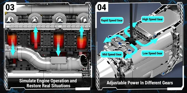 لگو مولد کینگ 10168 موتور 8 سیلندر توربو V8 Twin Turbo Engine
