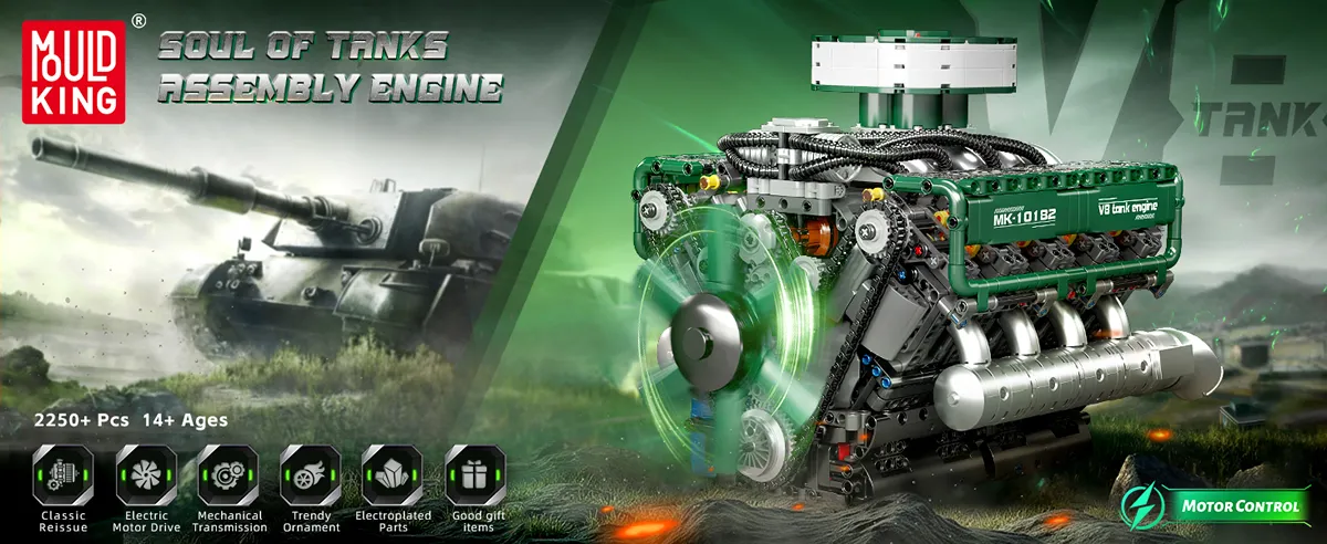 لگو مولد کینگ 10182 موتور 8 سیلندر تانک Tank V8 Engine