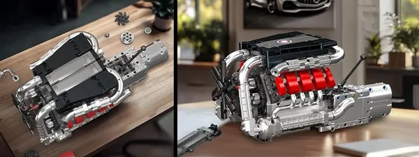 لگو مولد کینگ 10203 موتور 8 سیلندر MB V8 Engine الکتریک 