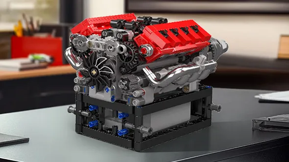 لگو مولد کینگ 10204 موتور 8 سیلندر FE Sports Car V8 Engin