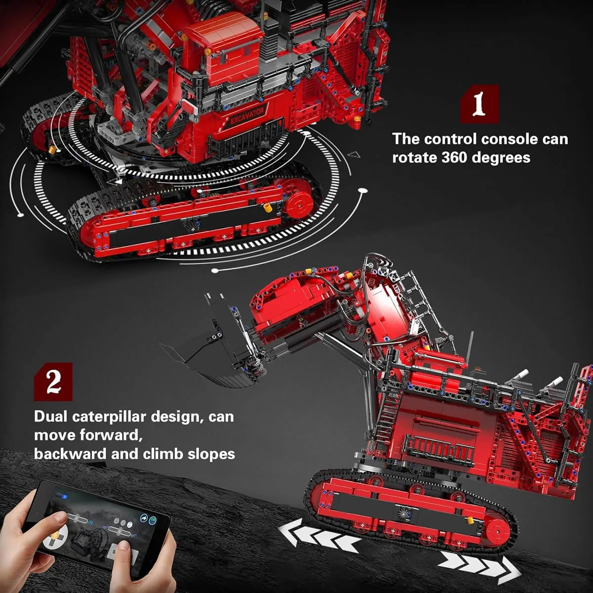 ساختنی مولد کینگ 17071 ماشین بیل مکانیکی Heavy duty Excavator Red