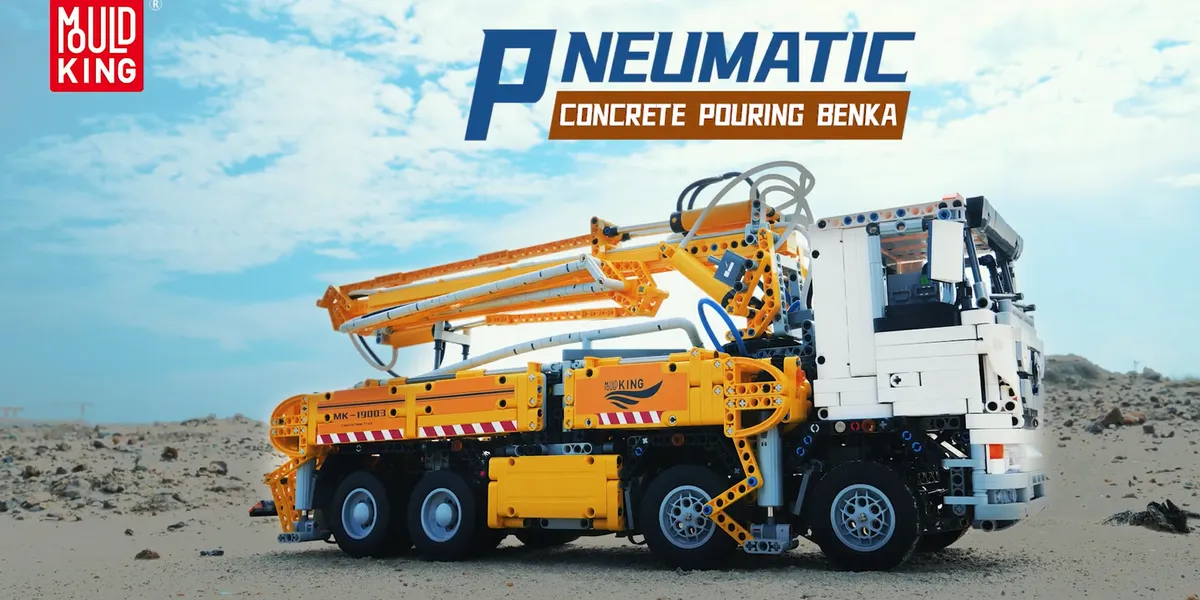 لگو مولد کینگ 19003 ماشین کامیون جرثقیل pneumatic concrete truck کنترلی
