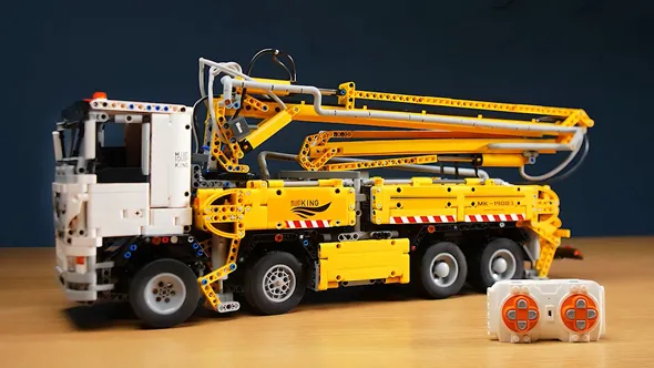 لگو مولد کینگ 19003 ماشین کامیون جرثقیل pneumatic concrete truck کنترلی